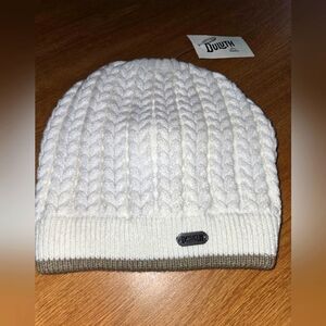 Duluth White and Brown Women's Gathered Slouch Beanie NWT